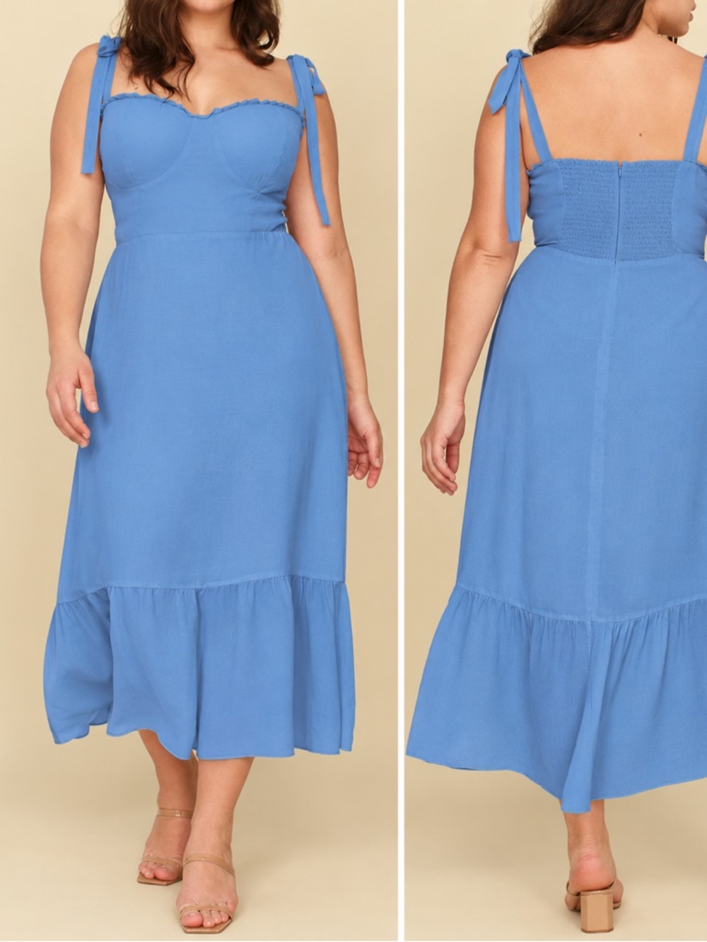 REFORMATION Nikita Bustier Sweetheart Ruffle Midi Cocktail Dress \\ 14